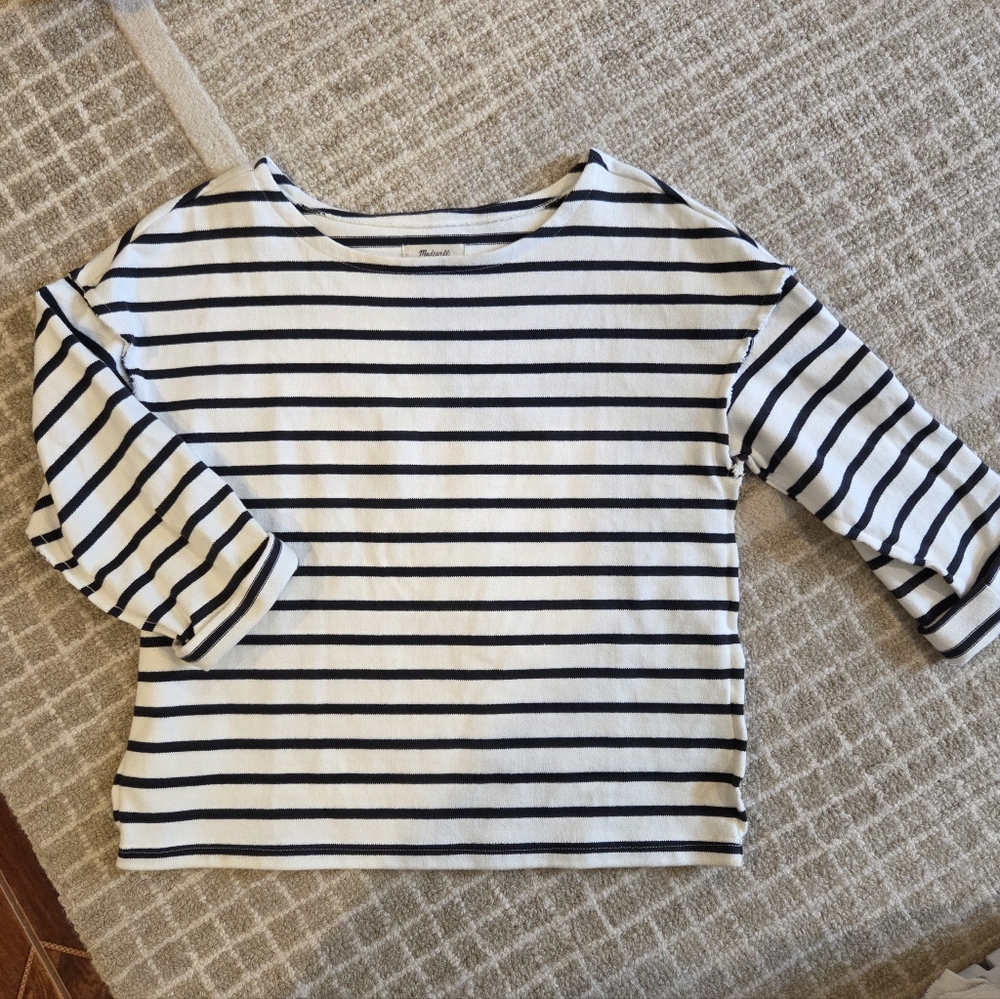 Madewell striped cotton 3/4 sleeve shirt